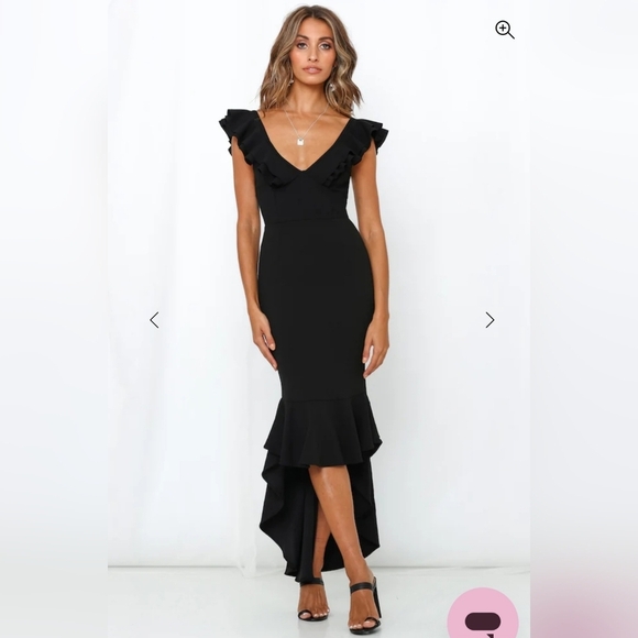 NWT Hello Molly Women's Small Size 4 Hi-Low Ruffle Hem Black Maxi Dress - Picture 12 of 12